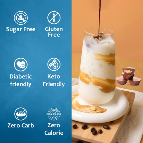 25.4 oz, Syruvia Sugar Free Coffee Syrup, Peanut Butter Cup Flavored Syrup for Drinks, Lattes, and Desserts fl