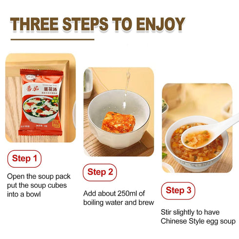 4 0.3 (20 Pack) Egg Flower Soup Mix, Vegetable Mix Soup with Flavors (Laver, Spinach, Mushroom, Tomato), Ounce