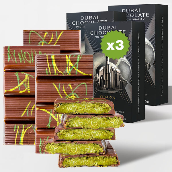 Dubai Chocolate Bar Pistachio, Pack of 3 (3 Bars of 7.05 oz