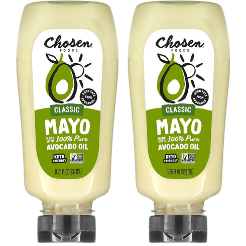 Chosen Foods Classic Mayonnaise, 100% Avocado Oil-Based, Gluten & Dairy Free, 11.25 fl oz (2 Pack)