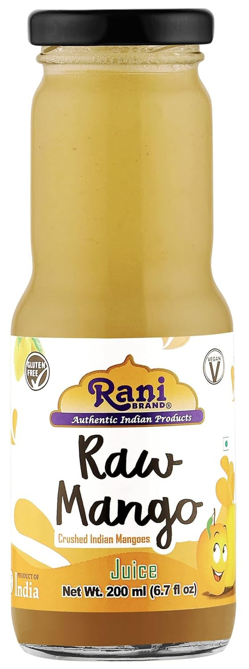 6.7 oz (200 ml) Pack 6 Rani Raw Mango fl Glass Bottle, of ~ Indian Fruit Beverage | Vegan | Gluten Free | NON-GMO |