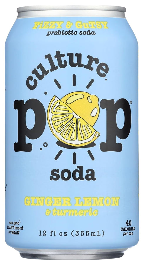 Culture Pop Soda Ginger, Lemon & Turmeric Soda 12 Pack - ORDERING