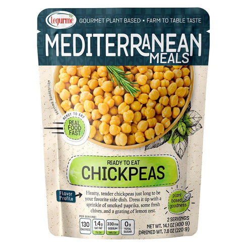 Mediterranean, Ready to Eat Chickpeas, Gluten Free, Plant Based, Vegan, No Preservatives,