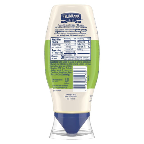 11.5 Oz Hellmann's Mayonnaise Dressing Avocado Oil Quality Ingredients with Good Fats, Rich in Vitamin E Fl