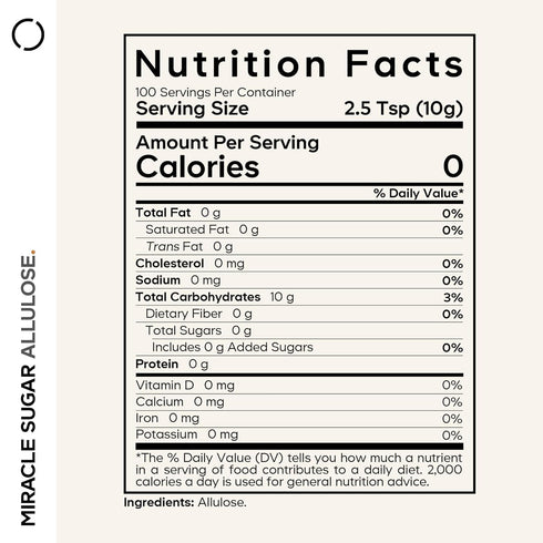 '+3 0 35.27 Oz Codeage Miracle Sugar Allulose Powder - All-purpose Zero Calorie Allulose Sweetener, Month Supply