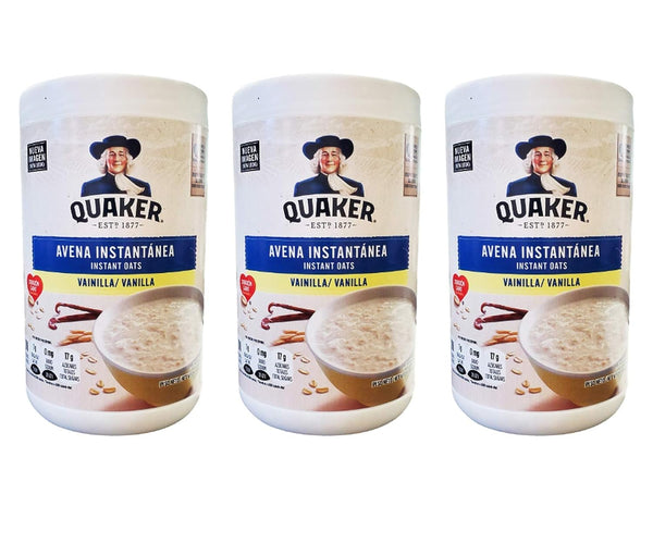 Quaker Instant Oatmeal, Instant Oats, Vanilla Flavor, 3 Pack, 34.8 Ounce Total, 100%