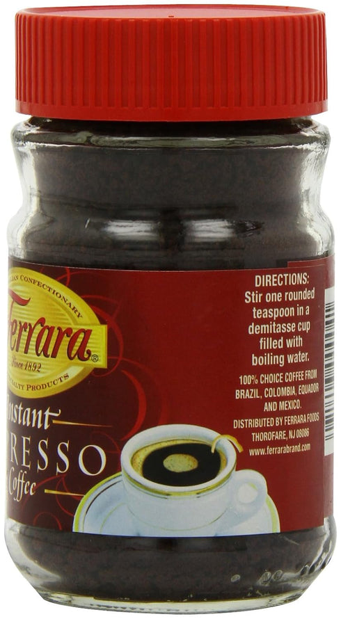 2-Ounce (Pack 6) Ferrara Instant Espresso Coffee, Glass Jars