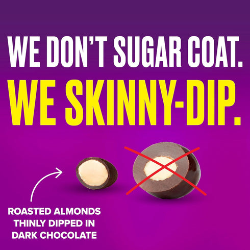 0.46 oz Pack 24 SkinnyDipped Super Dark Chocolate + Sea Salt Almonds, Vegan, Healthy Snack, Plant Protein, Gluten Free