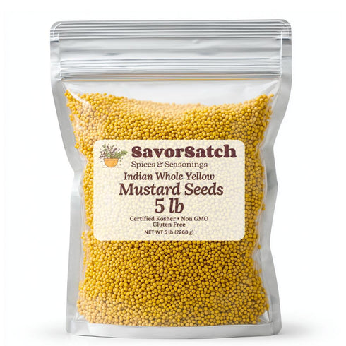 SavorSatch Yellow Mustard Seeds Resealable Pouch | Whole Indian Mustard Seed, Certified Kosher,