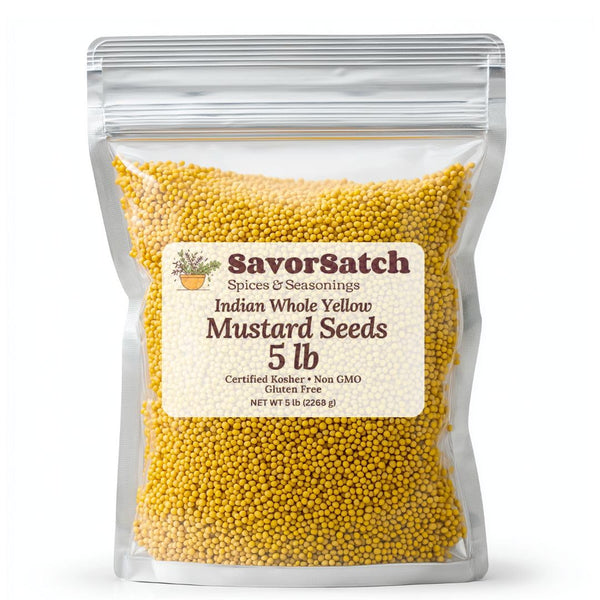 SavorSatch Yellow Mustard Seeds Resealable Pouch | Whole Indian Mustard Seed, Certified Kosher,