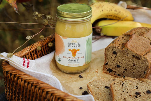 16 oz Spring Sunrise Organic Brown Ghee - Grass Fed Clarified Butter - Keto & Paleo Friendly, Lactose & Gluten Free