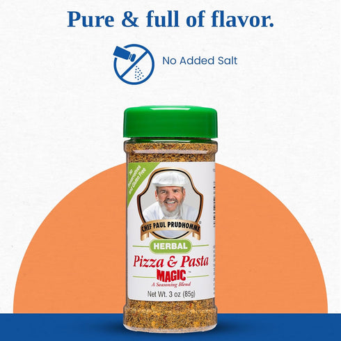 Chef Paul Magic Seasoning Blends Herbal Pizza & Pasta Magic, 3 Oz | Italian Seasoning with Parmesan Cheese & Herbs