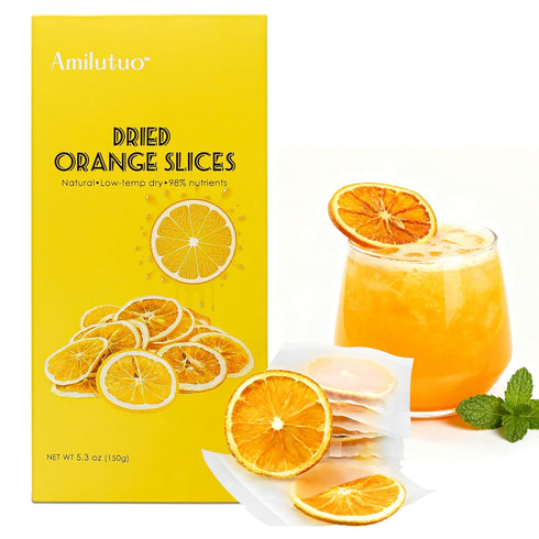 Dried Orange Slices, 150G/5.3OZ (35-45Slices) Dehydrated Orange Slices, Individually packaged, NO Additives