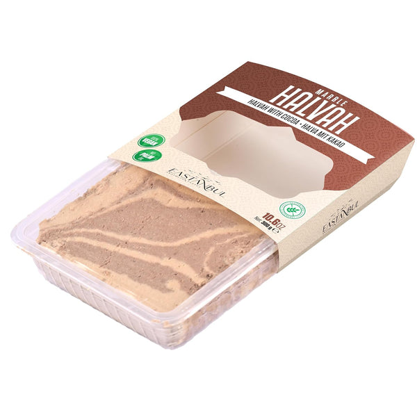 Eastanbul Halvah with Cocoa, 10.6oz, Halvah Marble, Turkish Halva, Tahini Halva, Cacoa