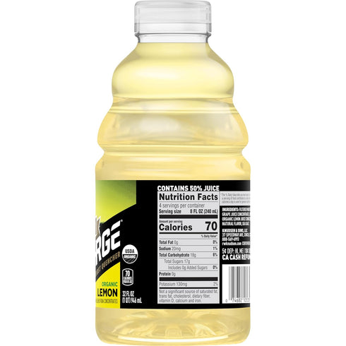 32 oz (Pack 6) R.W. Knudsen Recharge Organic Lemon Sports Drink with Electrolytes, fl