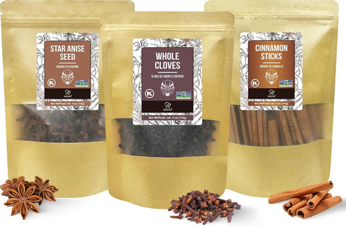 Soeos Cinnamon Sticks Bulk + Star Anise Whole + Whole Cloves Bulk,