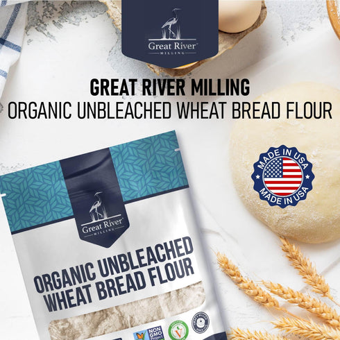 5 Lb Great River Milling Organic Unbleached Wheat Bread Flour | Artisan Bread Flour for Baking | Multi-Purpose Wheat