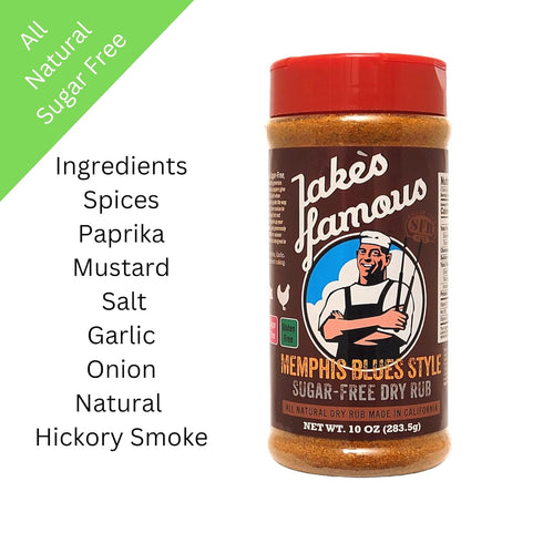 Jake’s Famous Memphis Rub, Gluten Free, Sugar Free, BBQ Rub for Ribs and Brisket, 10 oz