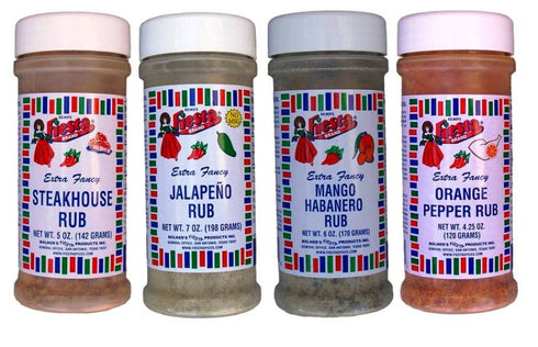 Bolner's Fiesta Extra Fancy Meat Rub 4 Flavor Variety Bundle: (1) Steakhouse Rub, (1)