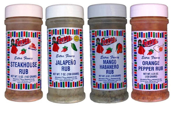 Bolner's Fiesta Extra Fancy Meat Rub 4 Flavor Variety Bundle: (1) Steakhouse Rub, (1)