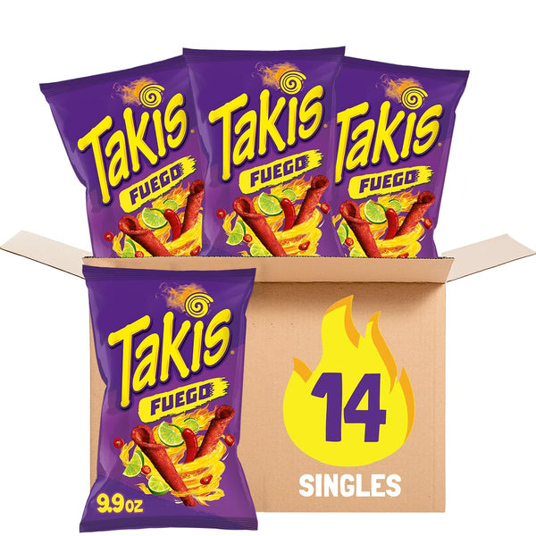 Takis Fuego Rolled Spicy Tortilla Chips, Hot Chili Pepper Lime Flavored, Multipack