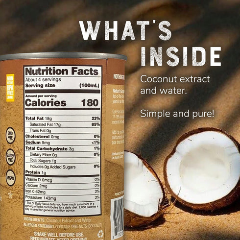 17-19% 12-pack Natures Greatest Foods Pure Coconut Milk No Guar Gum, No Additives, Non-GMO, BPA-Free, Vegan