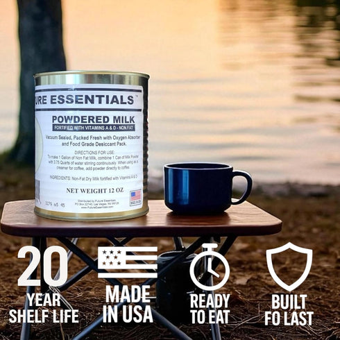 20-Year 12oz, #2.5 Future Essentials Canned Instant Nonfat Dry Milk Powder Shelf Life Non Fat Dry Powdered Milk