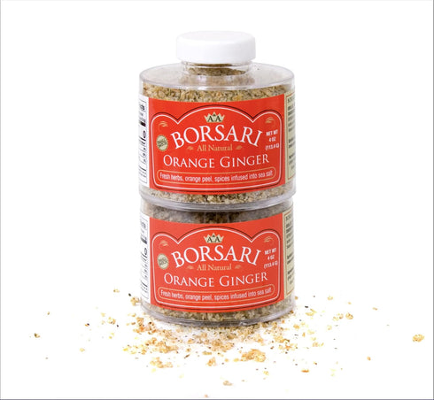 Borsari Seasoned Salt 2-Shaker Gift Set, Orange Ginger Seasoning Blend, Gluten Free Gourmet Seasonings, 4oz