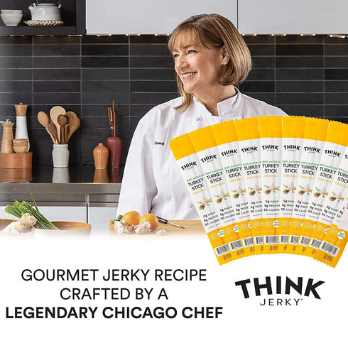 0.5 oz 20 Pack Think Jerky All-Natural Turkey Sticks, Gluten and Sugar Free, No Nitrates, Keto Paleo Friendly High