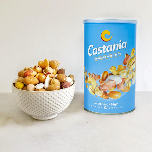 16oz Castania Lebanese Nuts, Low Salt Mix, Pistachios, Almonds, Cashews, Hazelnuts, Peanuts, Pumpkin Seeds