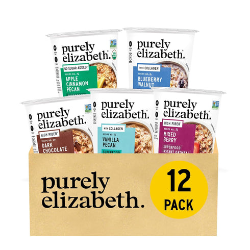 Purely Elizabeth Best Sellers Variety Pack Superfood Oatmeal Cups, Great for Overnight