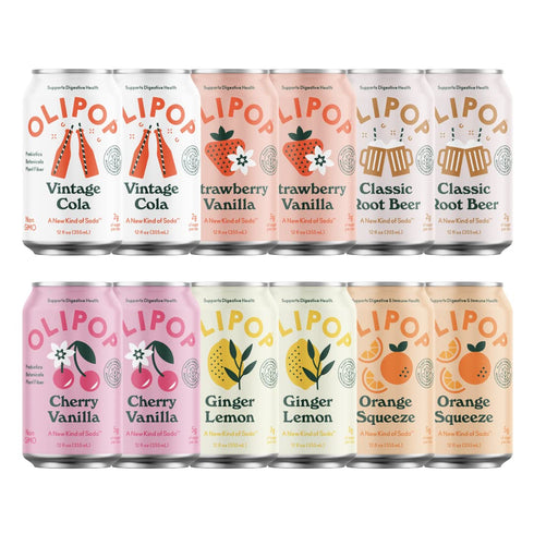 OLIPOP - The Sampler, 6-Flavor Soda Variety Pack, Healthy Soda, Prebiotic Soft
