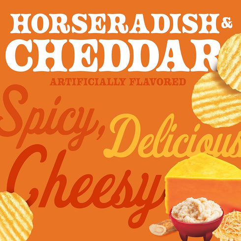 6oz (6 Count) Herrs Potato Chips, Horseradish and Cheddar Flavor, Gluten Free Snacks, Bag