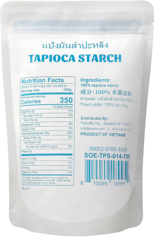 14 Soeos Tapioca Flour Starch, Ounce, All Natural Tapioca Starch for Baking, Cooking & Boba Pearls, Thickens