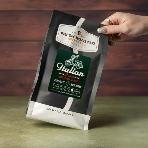2 lb (32 oz), Fresh Roasted Coffee, Italian Roast, Dark, Kosher, Whole Bean