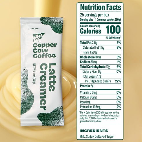 (25 pack) Packets Copper Cow Coffee Sweetened Condensed Milk Coffee Creamer Singles | Vietnamese Inspired Coffee