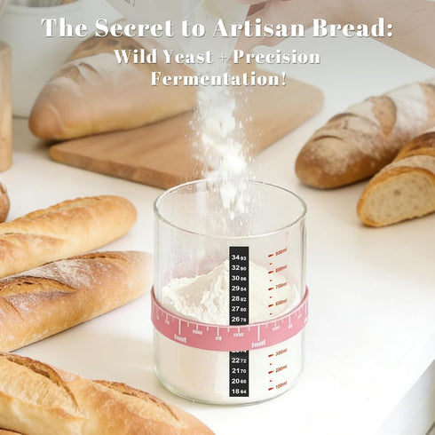34 Oz Pro Sourdough Starter Kit Glass Jar With Lid, Cloth Cover, Date Band, Temp Strip Sourdough Bread Baking Supplies