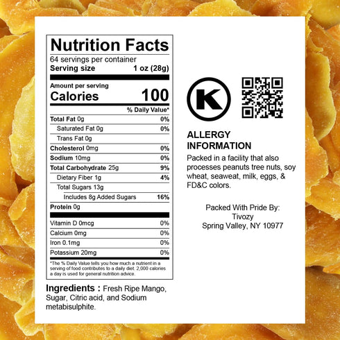 4 Pack, Dried Mango Slices - Pound Bulk Soft & Juicy Sweet Dried Mango Healthy Snack, Delicious Texture, Chewy Ripened