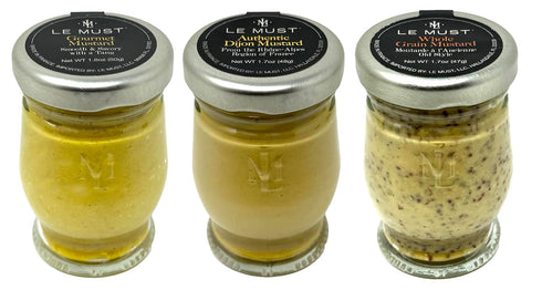 Le Must Organic Mustard Assortment Whole Grain Mustard, Yellow Mustard, Dijon Mustard