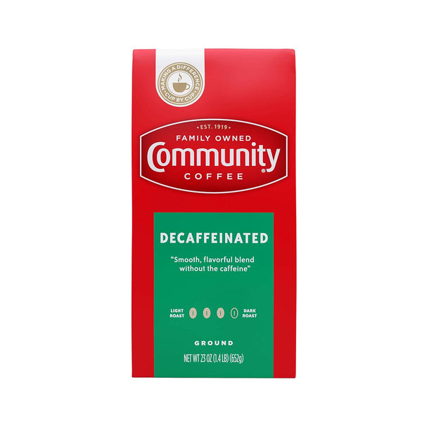 Community Coffee Decaffeinated Medium-Dark Roast 23 Ounce Ground Coffee, Vacuum Packed, 23