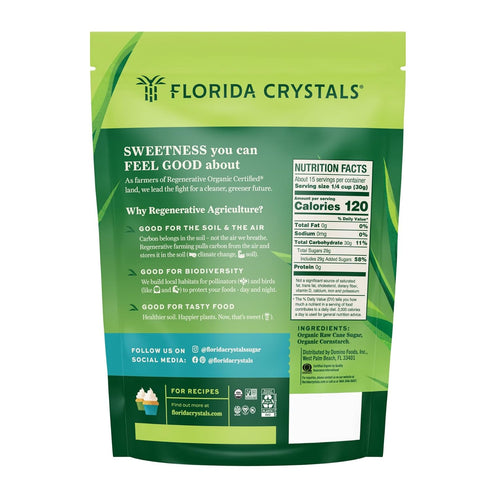 16 oz (1 lb) (Pack 2) Florida Crystals Organic Regenerative Organic Powdered Sugar
