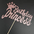 Rose Gold Glittery Cake Topper for Princess Birthday Party Decorations