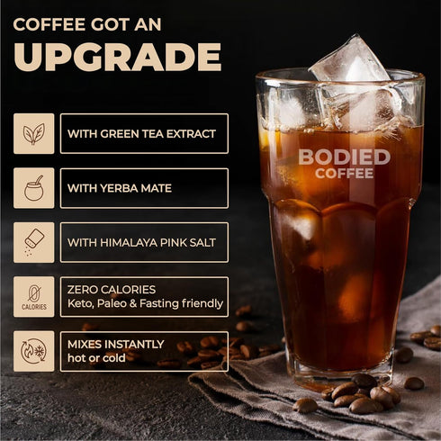 30 BODIED Coffee Alternative Instant Coffee Substitute with Yerba Mate, Green Tea & L-Theanine Keto, Fasting, Paleo