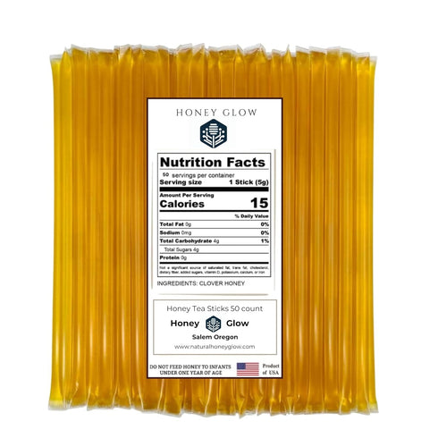 Generic 50 Pack HoneyGlow Premium Clover Honey Sticks | Pure American Honey | BPA-Free, No Added Sugar, All-Natural