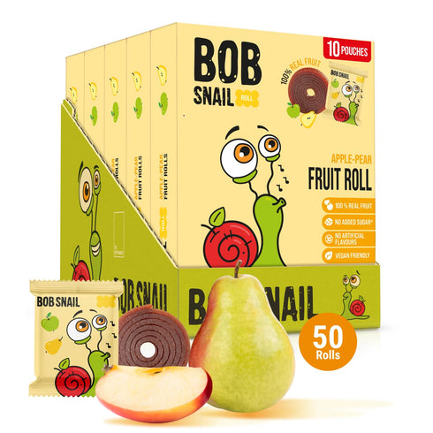 Bob Snail Apple-Pear Fruit Roll Ups Healthy Sweets Snacks, Real Dried Fruits,