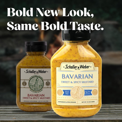 9.5 Oz (1 Pack) Schaller & Weber Bavarian Mustard, Squeeze Bottle | Sweet Hot Mustard | Deli Condiment for Sausages