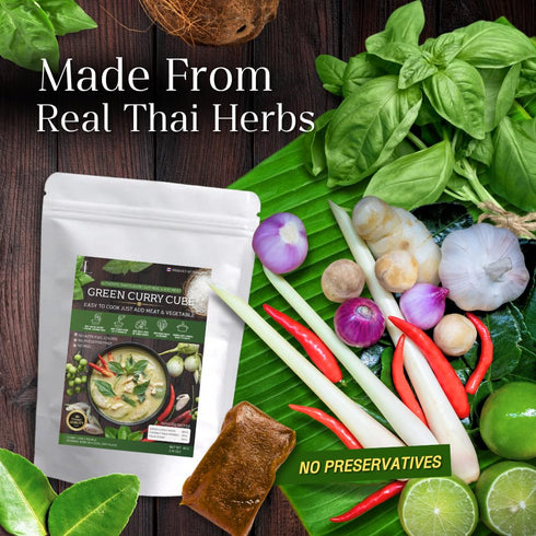 Lamoone 2, (1) Green Curry Cube Authentic Thai Green Curry Paste Cube, Ready-to-Use Instant Curry Block, Single-Serve