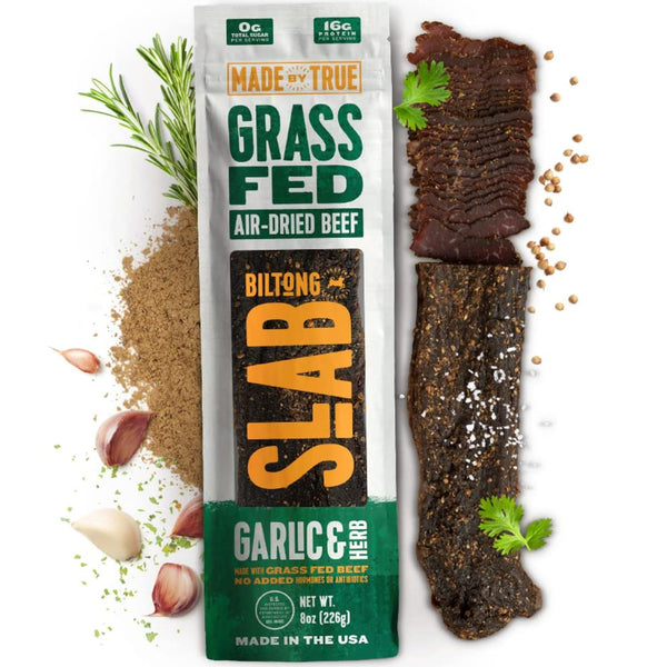 Made by True Garlic & Herb Biltong Slab - Grass-Fed Beef Whole