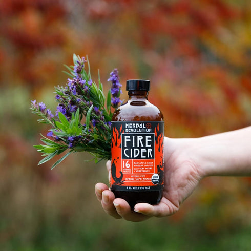 8 Oz Herbal Revolution Fire Cider Apple Cider Vinegar - Certified Organic Non-GMO ACV Infused with Ginger, Horseradish