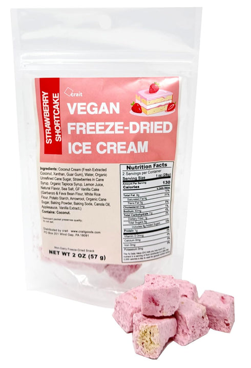 Vegan Freeze Dried Ice Cream, Freeze Dried Strawberry Shortcake Ice Cream, Dairy-Free